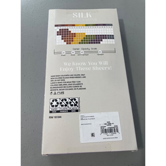 Silk Impressions Pantyhose Size XXXL Ultra Fine Sheer Cocoa 2 Pair 15 Denier NEW - Picture 3 of 6